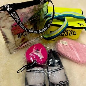 PINK Bundle-NWT slides, sponge,Fanny pack,cooler,lunch bag